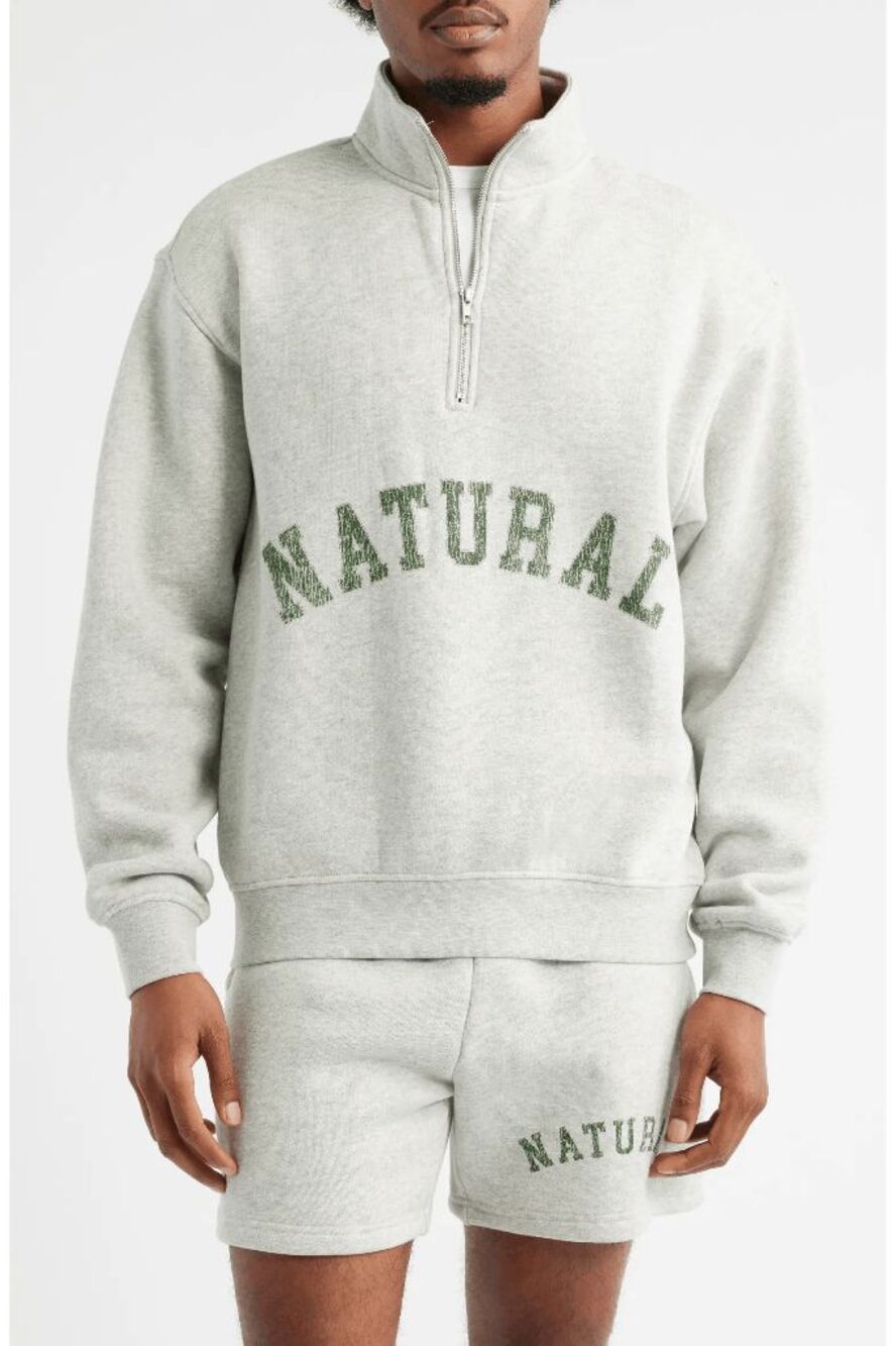 Museum of Peace & Quiet Gray Arch Pigment Half Zip Sweatshirt Men's Size Large